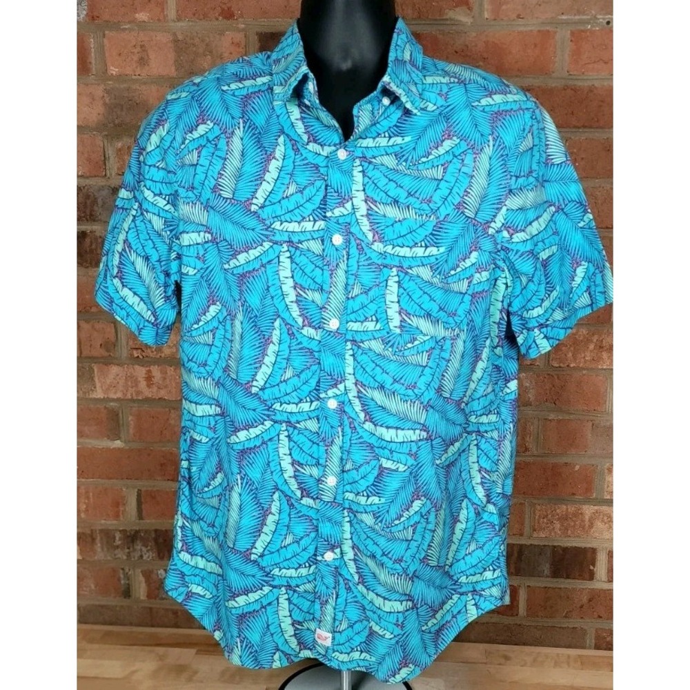 Vineyard Vines Mens Size Medium Hawaiian Shirt Slim Fit Murray Shirt Blue